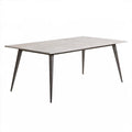 Prostokątny stół do jadalni 160 x 90 x 75 cm z blatem MDF w dekorze białego marmuru i czarnymi nogami