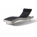 Regulowany falisty leżak ogrodowy z technorattanu PE Szary/Czarny 200 x 65 x 32 cm